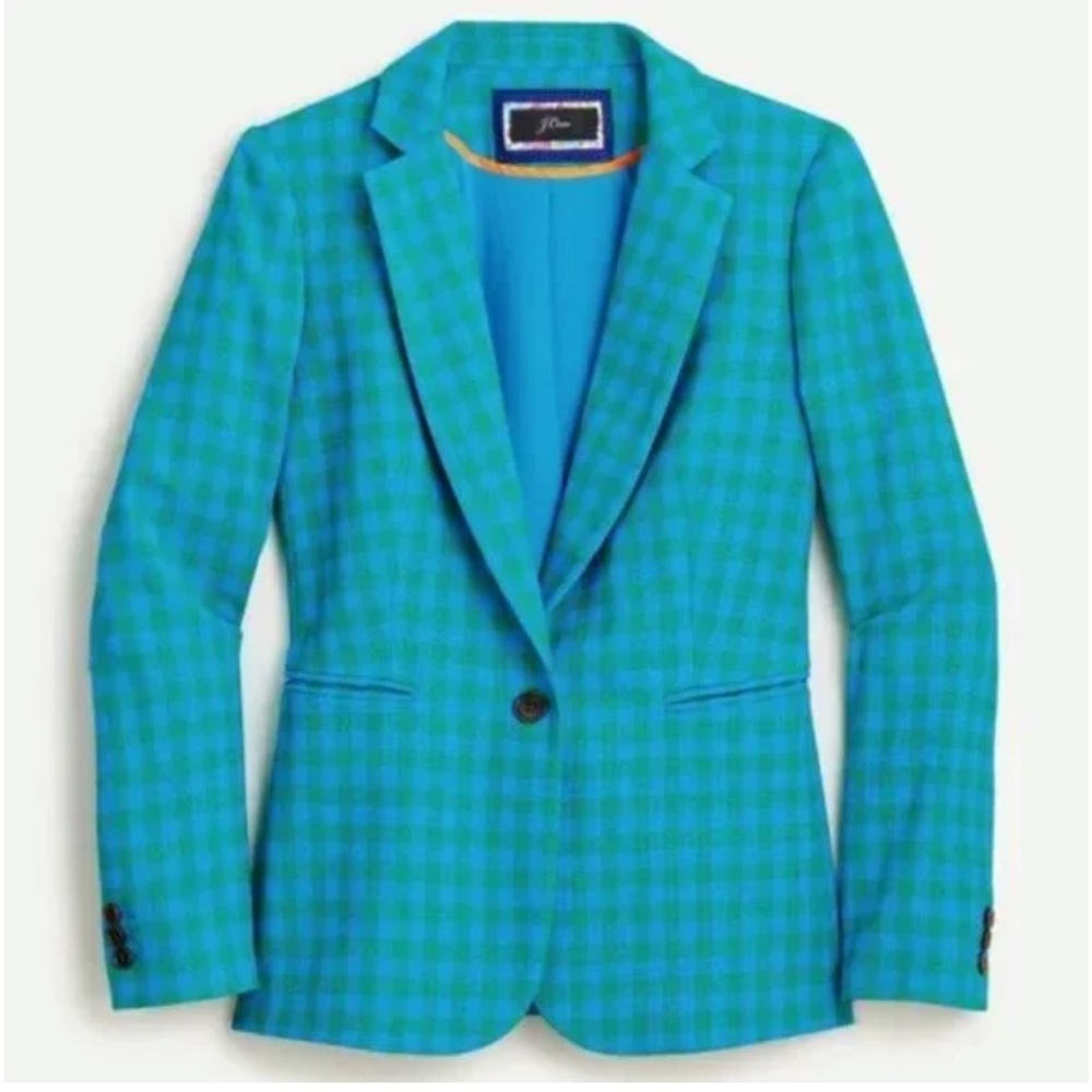 J. Crew Women's Teal Checkered Blazer